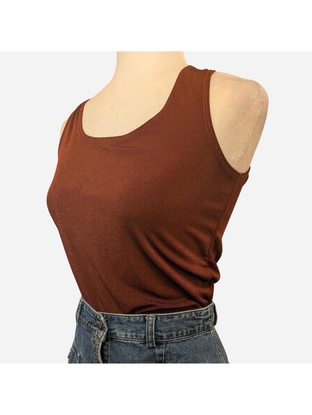 Y2K Late 90s Additions By Chico's Brick Red Shimmer Stretch Tank Top Medium
